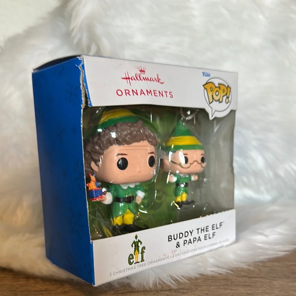 Hallmark Buddy &‎ Papa Elf Ornaments in Green and Yellow